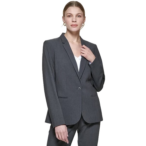 Calvin Klein One Button Blazer in Charcoal, Women’s Size 2 - Picture 4 of 16